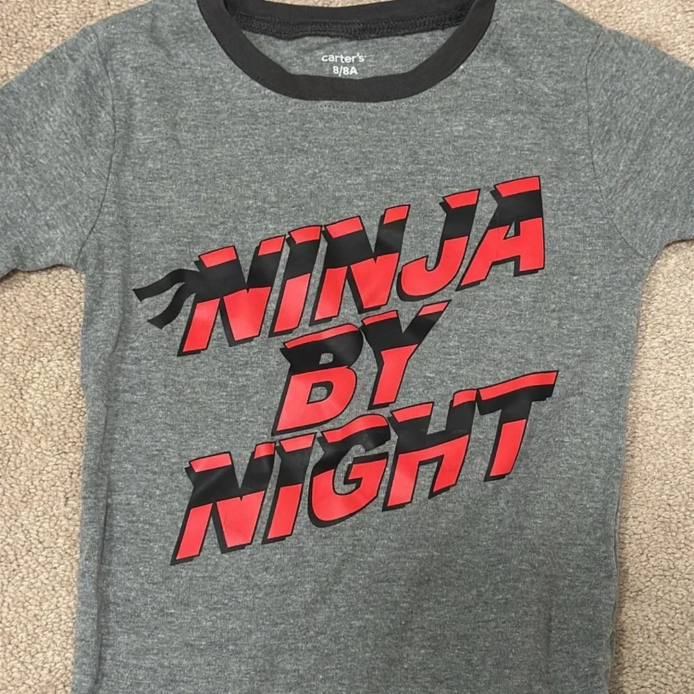 Ninja By Night Kids Pajamas - Gray and Black